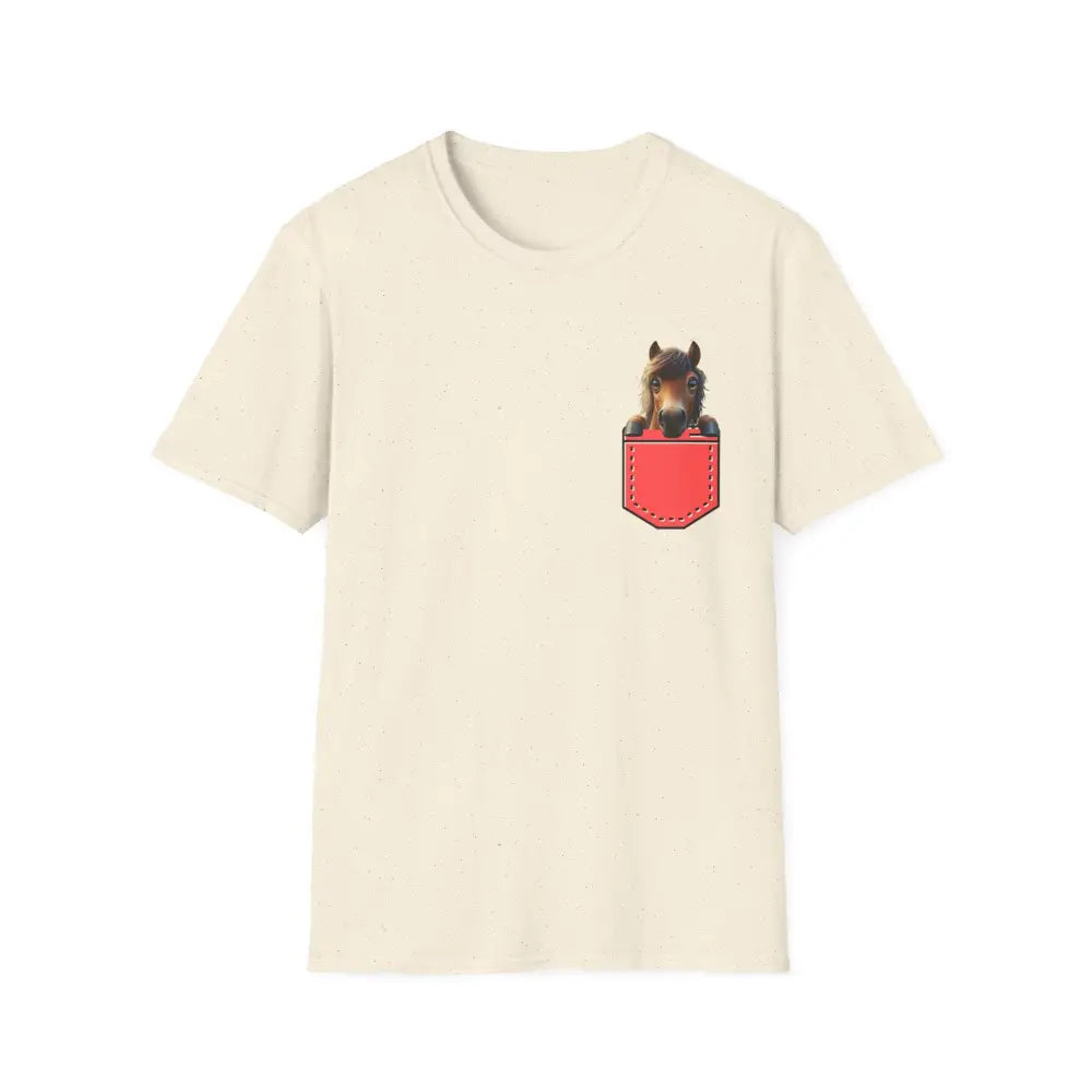 Pocket Horse T-Shirt - Fun Soft style Tee for Horse Lovers - Natural / S - T-Shirt