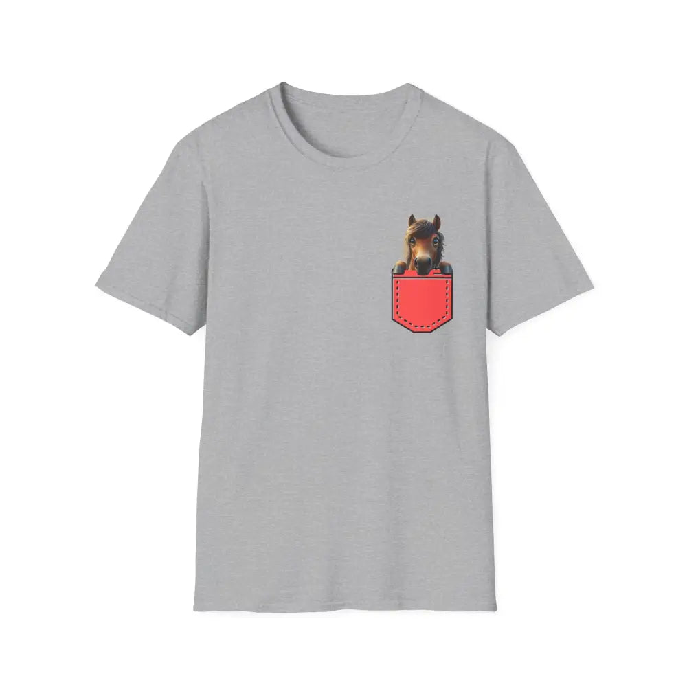 Pocket Horse T-Shirt - Fun Soft style Tee for Horse Lovers - Sport Grey / S - T-Shirt