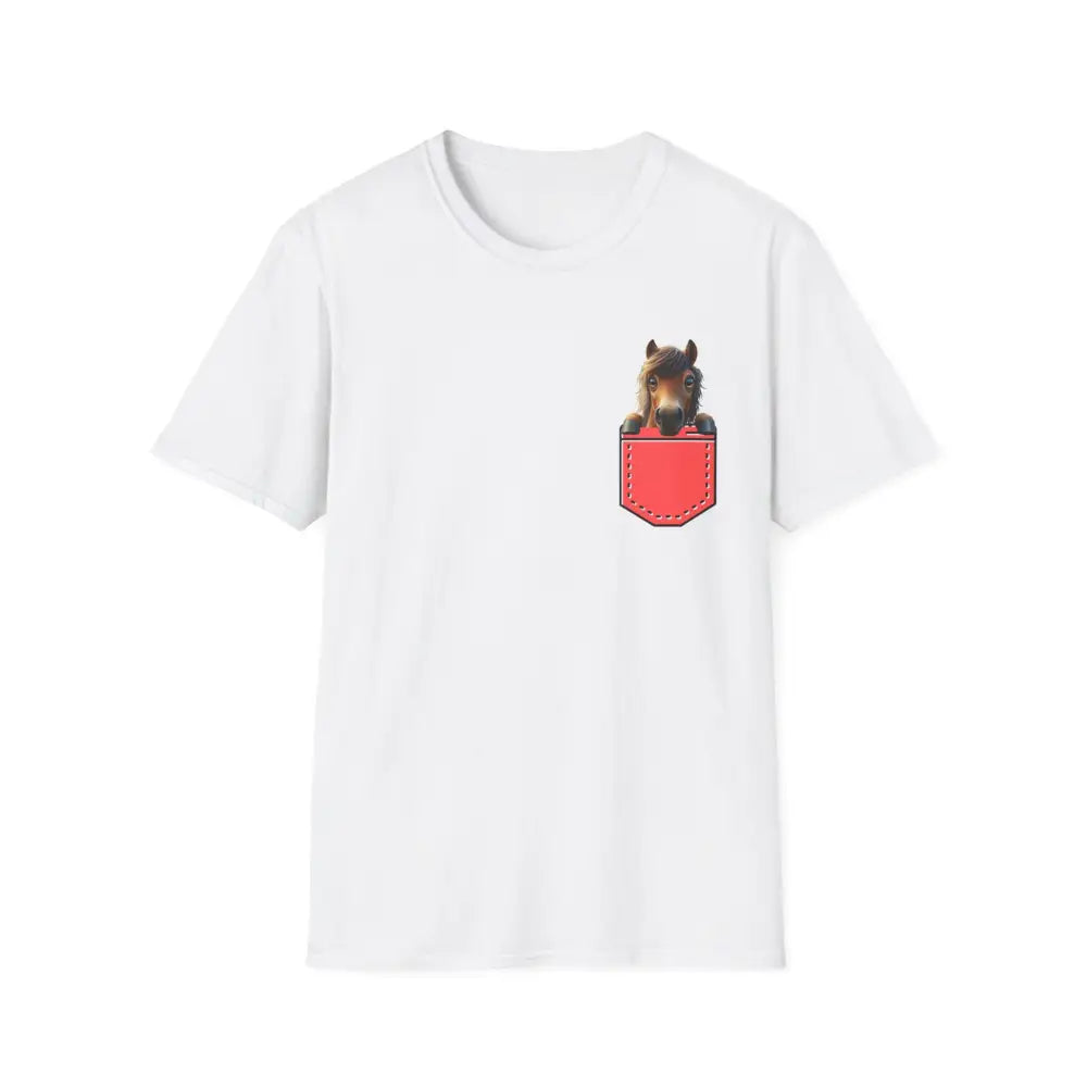 Pocket Horse T-Shirt - Fun Soft style Tee for Horse Lovers - White / S - T-Shirt