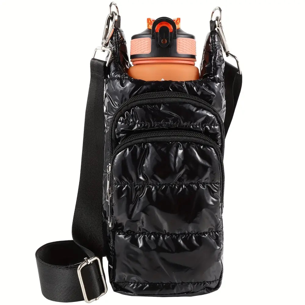 Portable Multi Functional Bottle Sleeve Trail Ride Bag Travel Bag Bottle Sleeve Bag Bright Black Drink Sleeves
