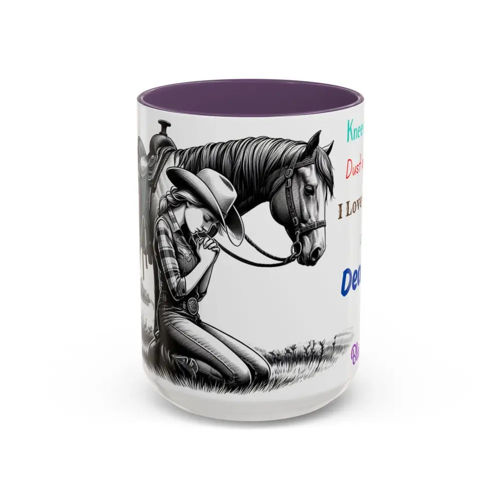 Praying Cowgirl Horse Love Inspirational Coffee Mug Rustic Western and Country Kitchen Decor 15oz 15oz / Purple Mugs