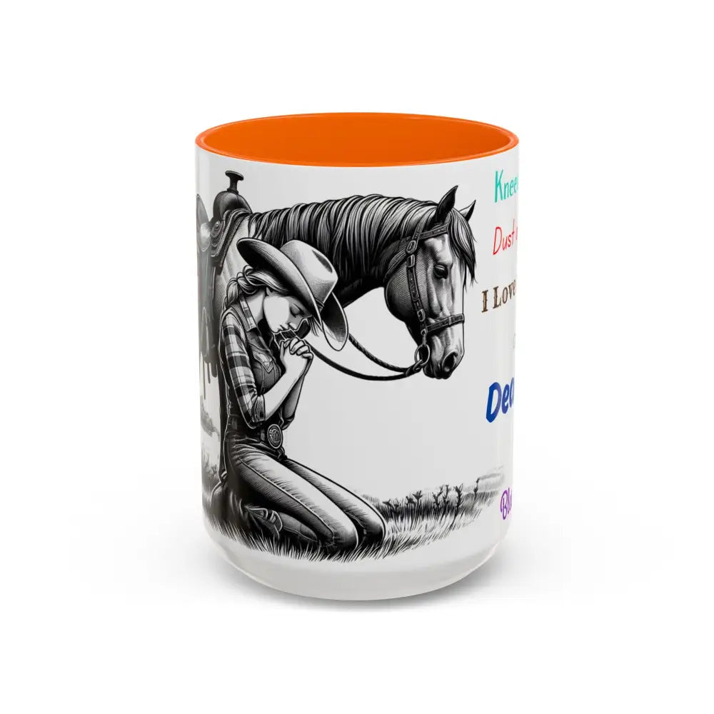 Praying Cowgirl Horse Love Inspirational Coffee Mug Rustic Western and Country Kitchen Decor 15oz 15oz / Orange Mugs