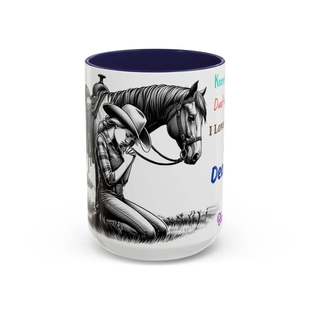 Praying Cowgirl Horse Love Inspirational Coffee Mug Rustic Western and Country Kitchen Decor 15oz 15oz / Navy Mugs