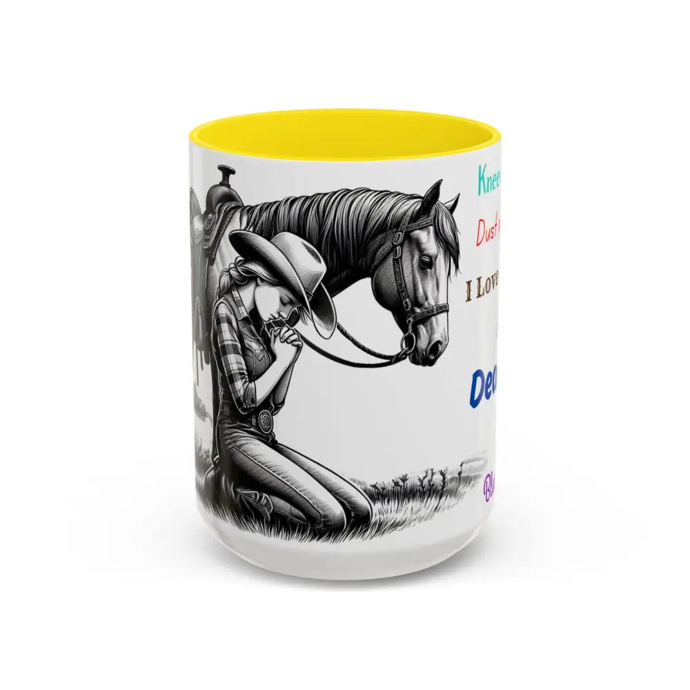 Praying Cowgirl Horse Love Inspirational Coffee Mug Rustic Western and Country Kitchen Decor 15oz 15oz / Yellow Mugs