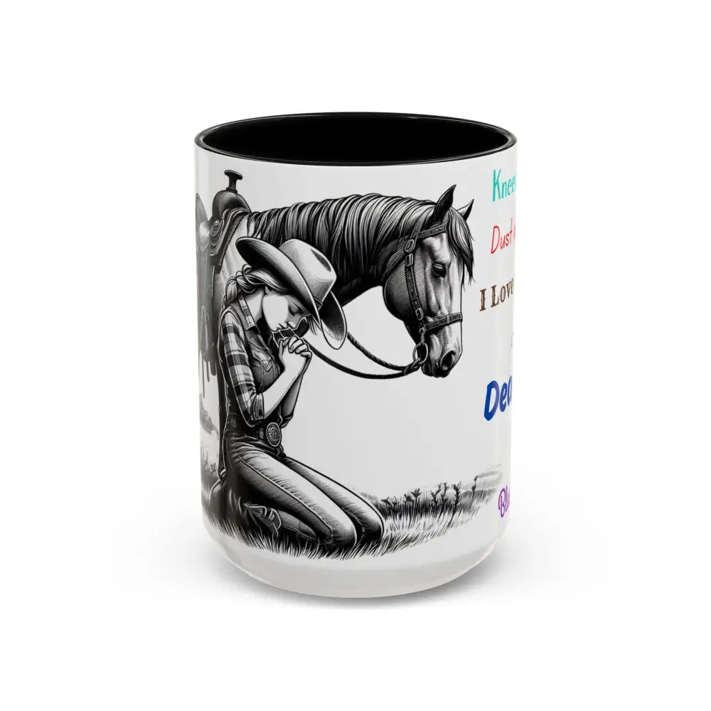Praying Cowgirl Horse Love Inspirational Coffee Mug Rustic Western and Country Kitchen Decor 15oz 15oz / Black Mugs