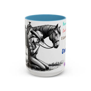 Praying Cowgirl Horse Love Inspirational Coffee Mug Rustic Western and Country Kitchen Decor 15oz - 15oz / Light Blue