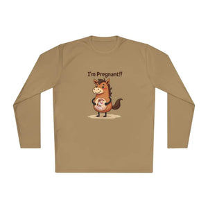 Pregnant Horse Cartoon Long Sleeve Tee Horse Humor Shirt Cowgirl Maternity Gifts - Coyote Brown / XS - Long-sleeve