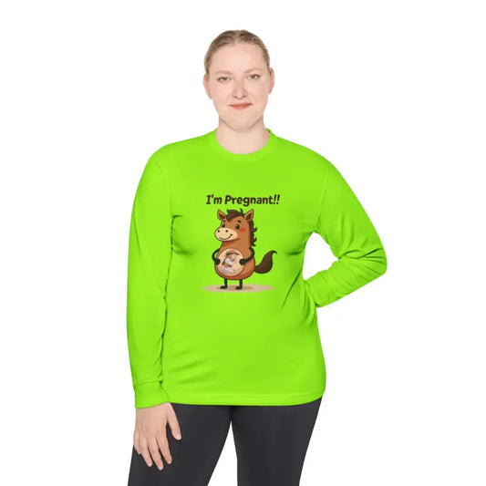 Pregnant Horse Cartoon Long Sleeve Tee Horse Humor Shirt Cowgirl Maternity Gifts - Long-sleeve
