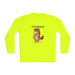 Pregnant Horse Cartoon Long Sleeve Tee Horse Humor Shirt Cowgirl Maternity Gifts - Neon Yellow / XS - Long-sleeve
