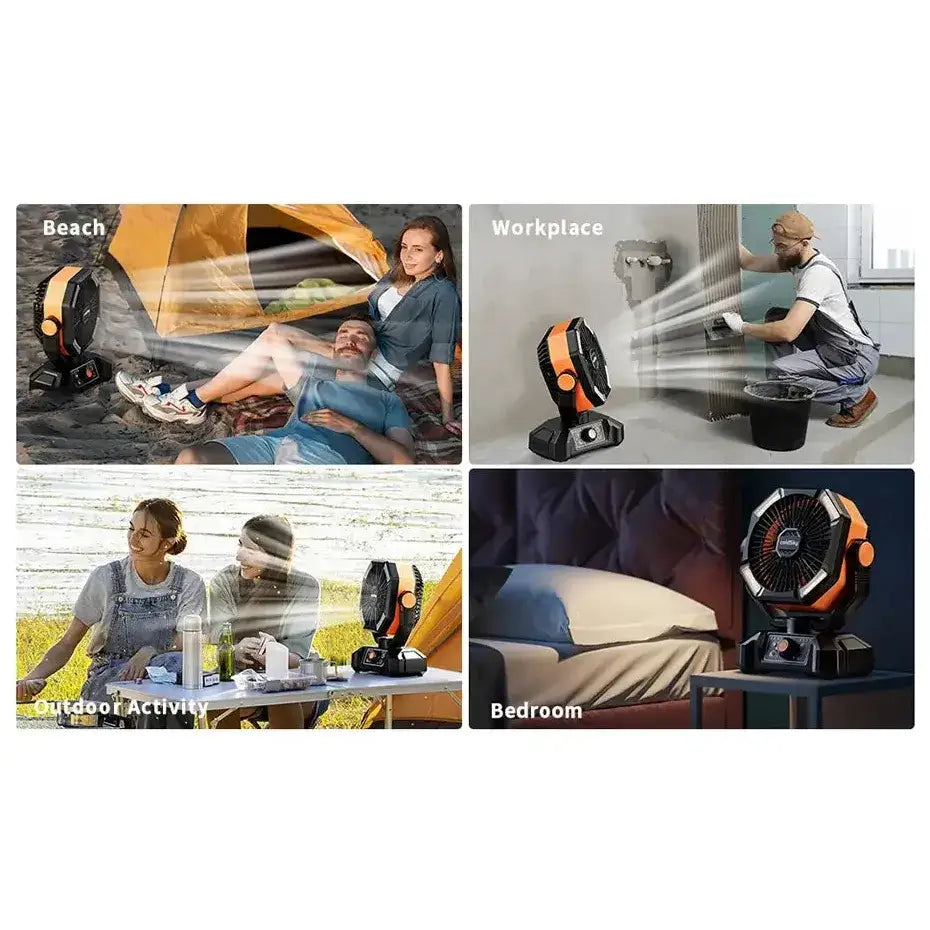 Rechargeable Portable Fan 8 Speed with 4 LED Lantern 20000mAh Battery - Fans