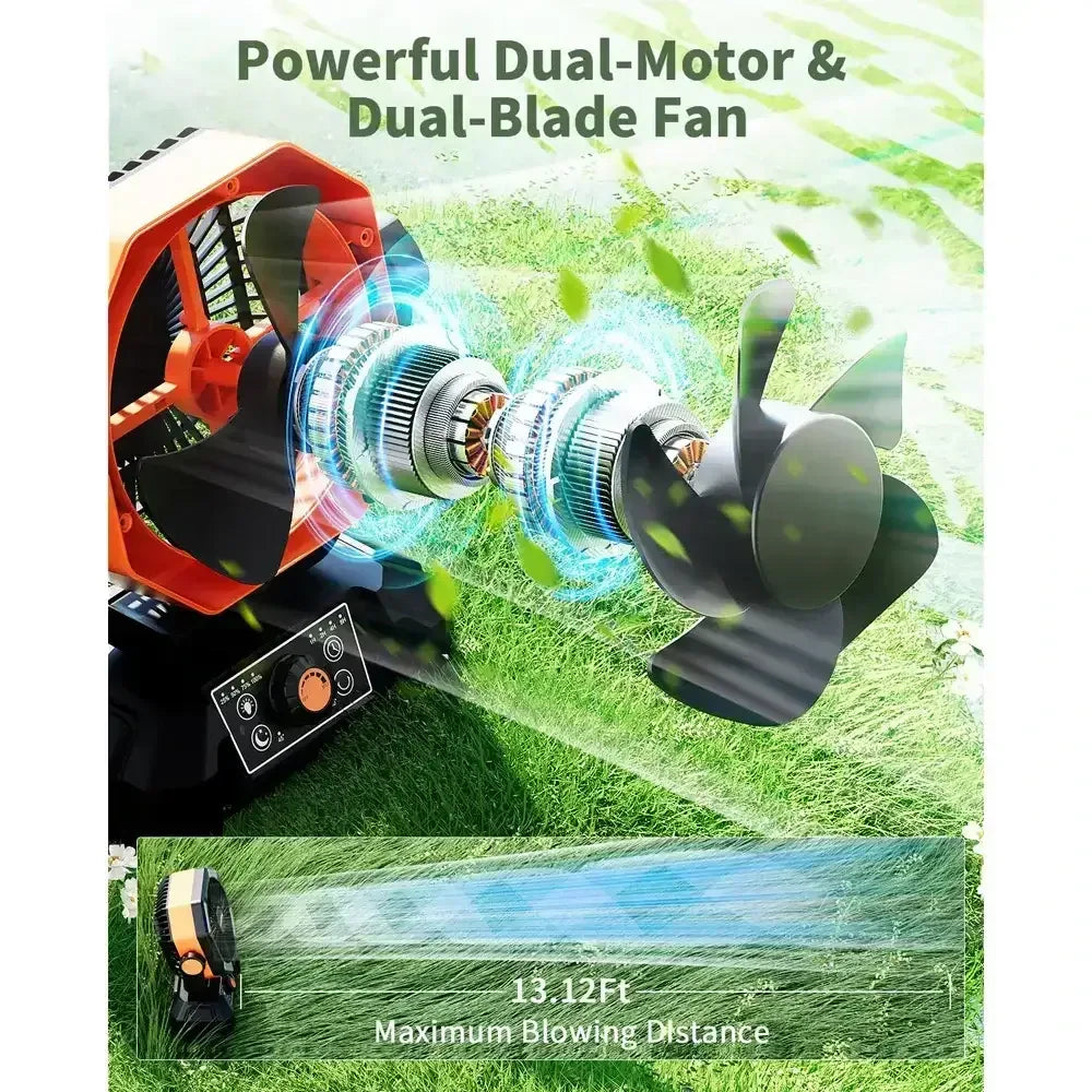 Rechargeable Portable Fan, 8 Speed, 4 LED Lantern, 20000mAh Battery - The Best New Thing