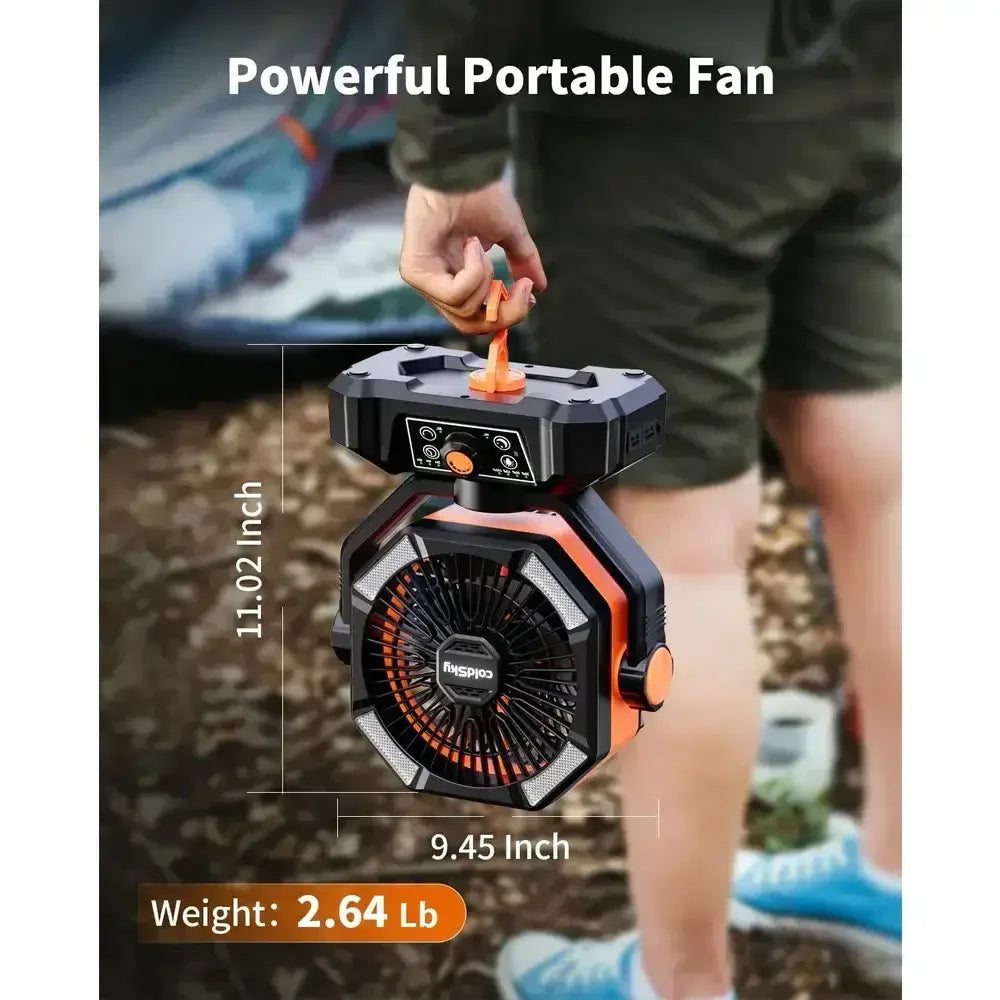 Rechargeable Portable Fan, 8 Speed, 4 LED Lantern, 20000mAh Battery - The Best New Thing