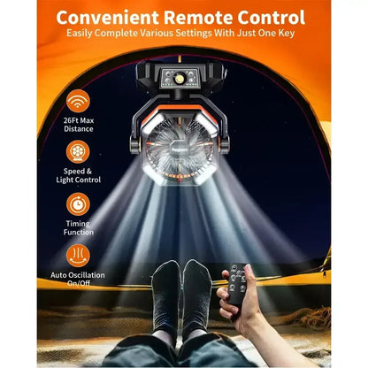 Rechargeable Portable Fan, 8 Speed, 4 LED Lantern, 20000mAh Battery - The Best New Thing