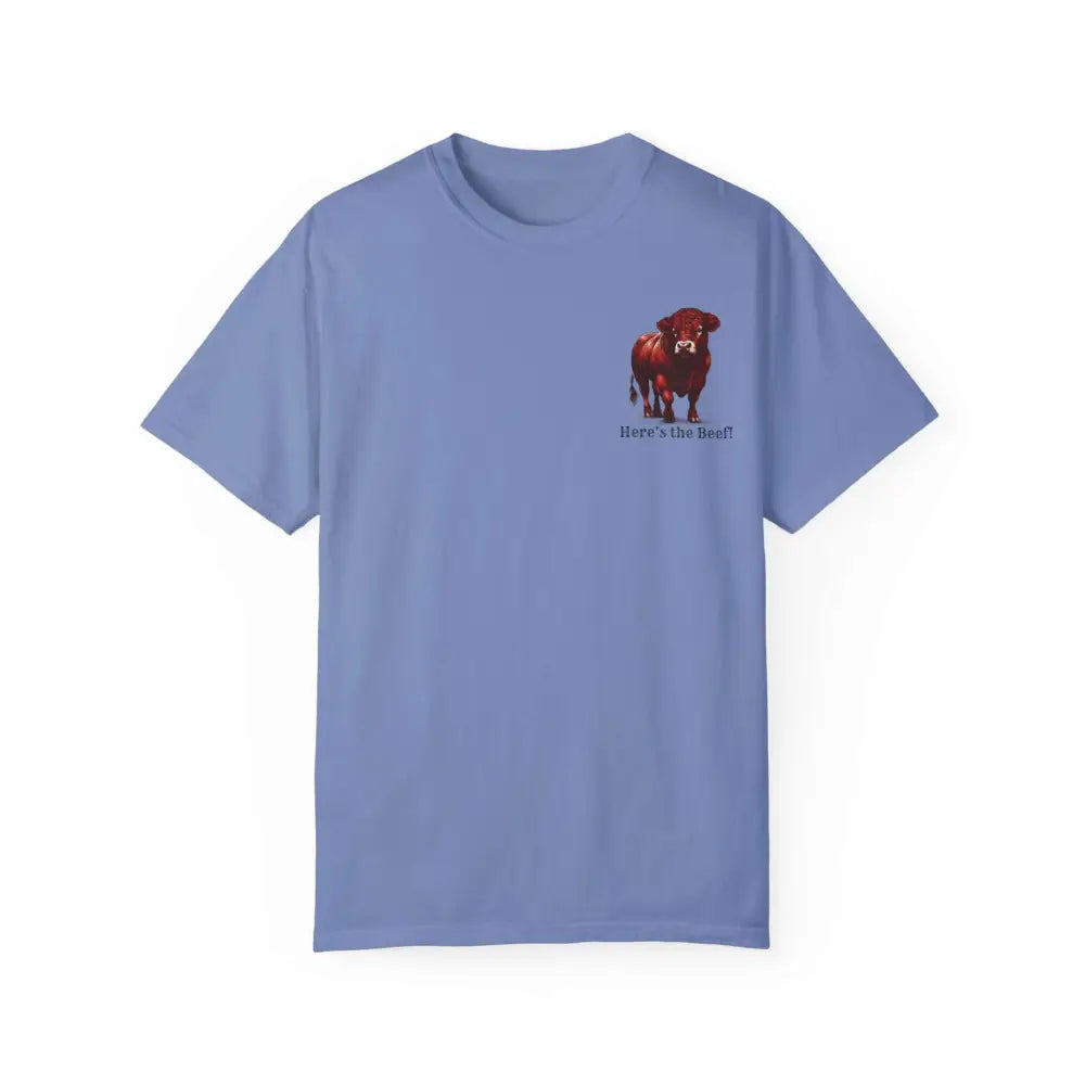 Red Angus Bull Beef T-Shirt for Farmers Ranchers Cowboys Gifts for Him Western Apparel for Men - Washed Denim / S