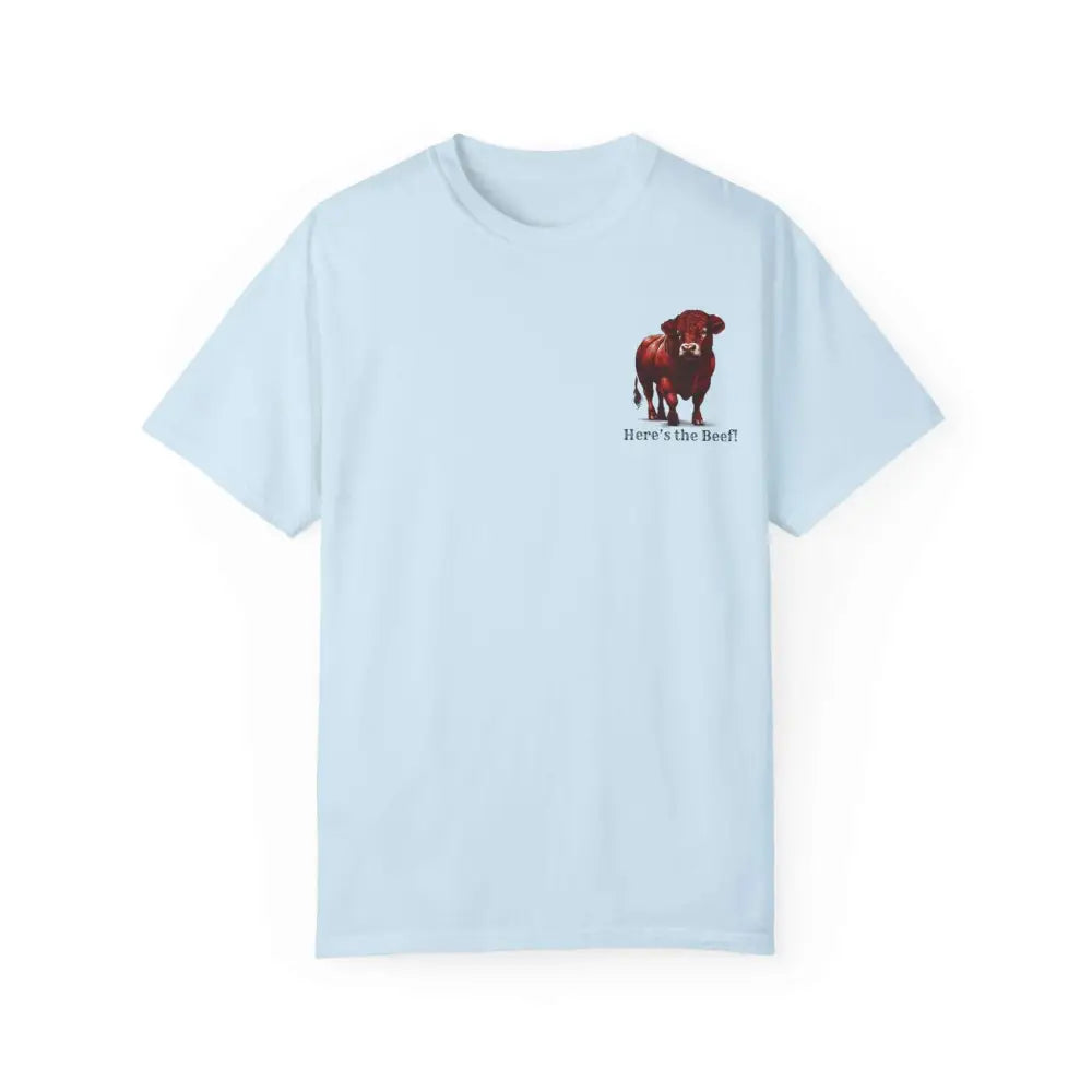 Red Angus Bull Beef T-Shirt for Farmers Ranchers Cowboys Gifts for Him Western Apparel for Men - Chambray / S - T-Shirt