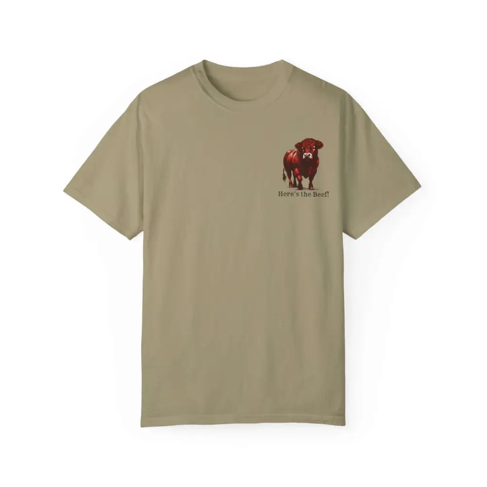 Red Angus Bull Beef T-Shirt for Farmers Ranchers Cowboys Gifts for Him Western Apparel for Men - Khaki / S - T-Shirt