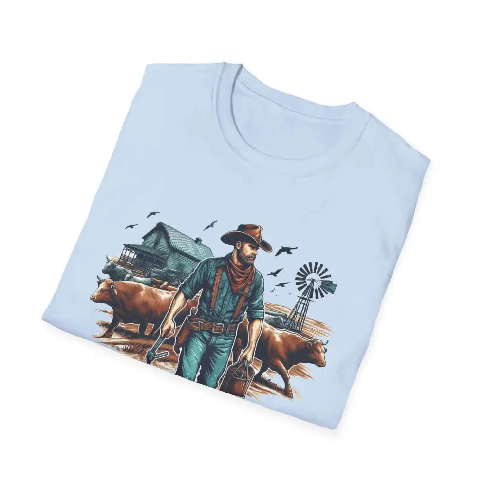 Rustic Farmer T-Shirt with Cattle Gift for Men Cowboy T-Shirt Western Wear for Men - T-Shirt