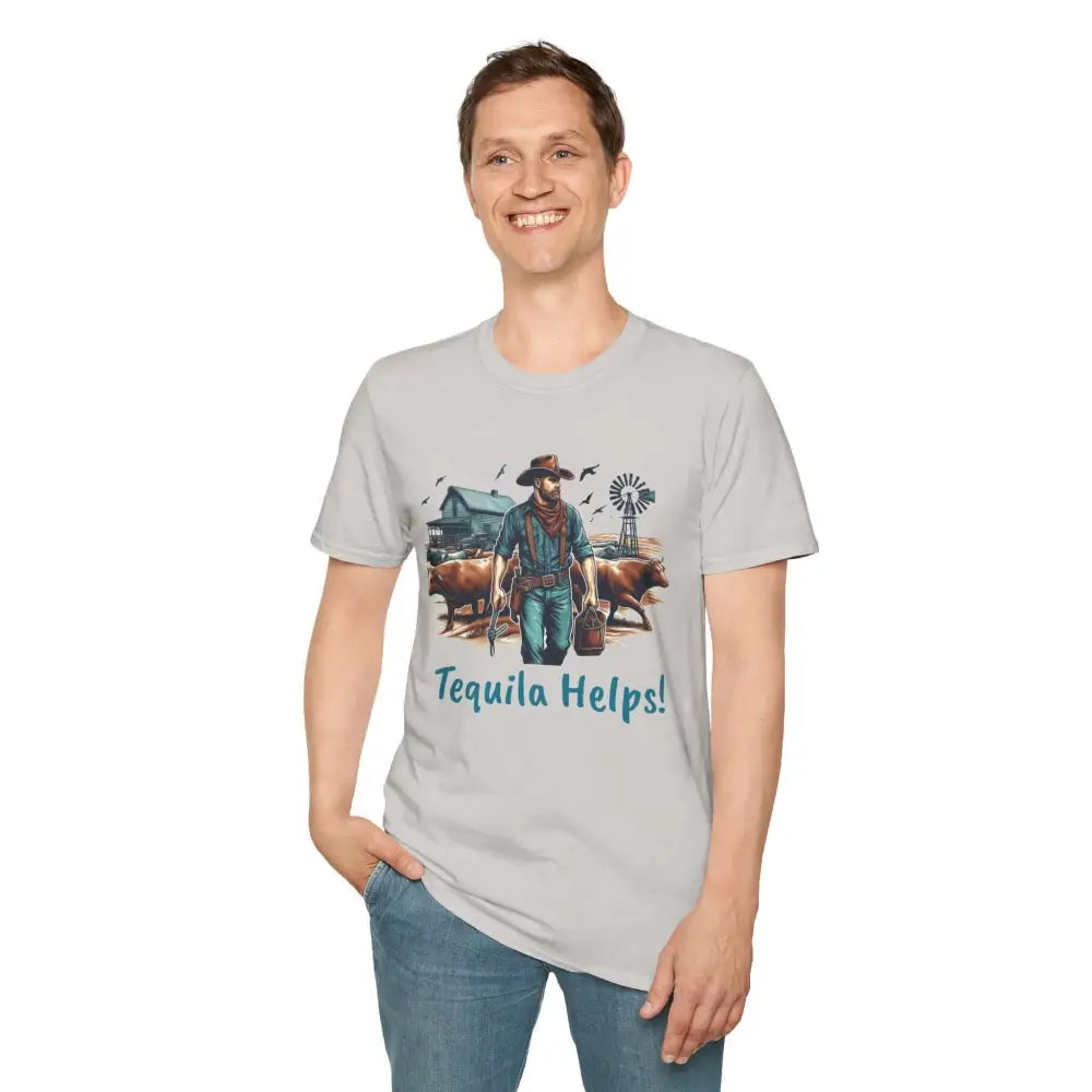 Rustic Farmer T-Shirt with Cattle Gift for Men Cowboy T-Shirt Western Wear for Men - T-Shirt