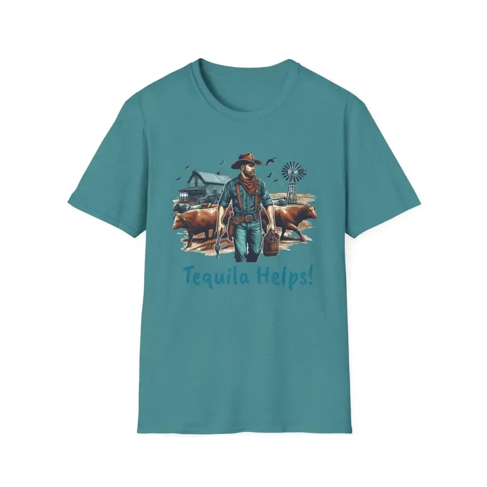 Rustic Farmer T-Shirt with Cattle, Gift for Men, Cowboy T-Shirt - The Best New Thing