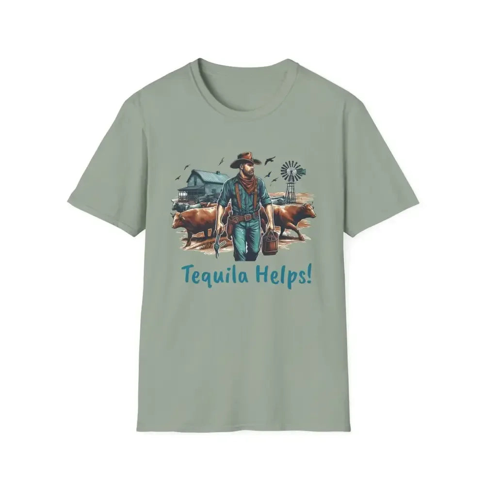 Rustic Farmer T-Shirt with Cattle, Gift for Men, Cowboy T-Shirt - The Best New Thing