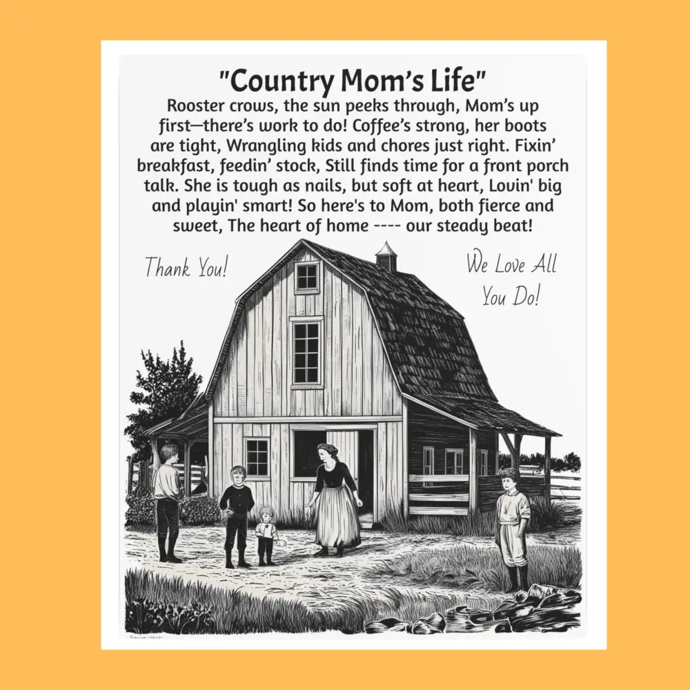 Rustic Farmhouse Metal Sign for Mother’s Day | Country Mom’s Life Decor 16x20 inches 16’’ x 20’’ (Vertical) / 0.12’’