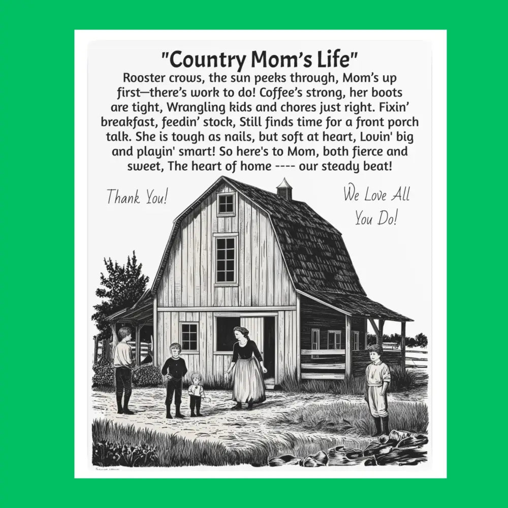 Rustic Farmhouse Metal Sign for Mother’s Day | Country Mom’s Life Decor 16x20 inches 16’’ x 20’’ (Vertical) / 0.12’’