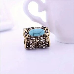 Rustic Hollowed Scarf Rhinestone Tie Ring 1pc Ring Scarf Brooch - Golden - Jewelry