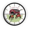 Rustic Horse Barn Wall Clock for Horse Lovers - My Happy Place 10 x 10 inches - Black Base - Home Decor