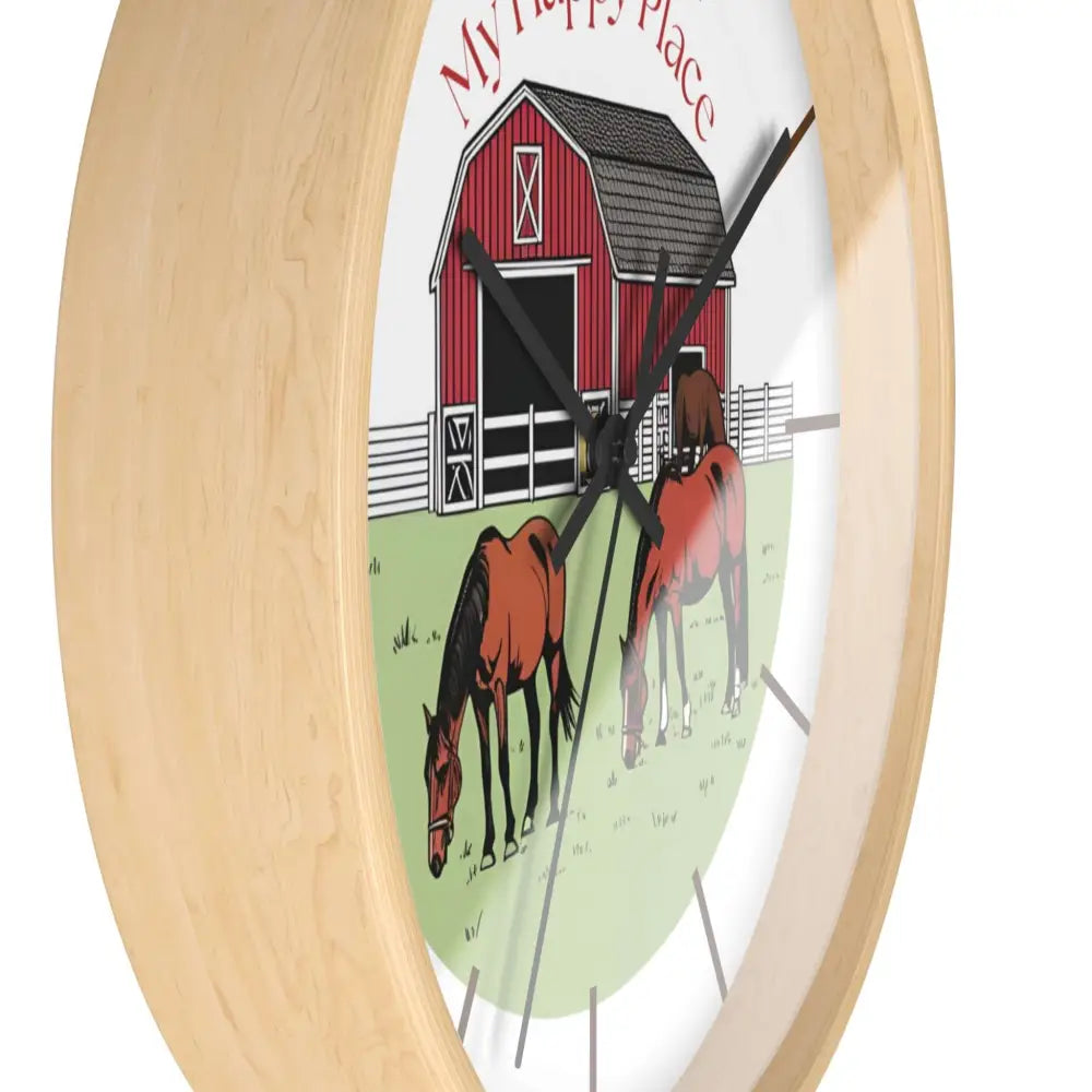 Rustic Horse Barn Wall Clock for Horse Lovers My Happy Place 10 x 10 inches Home Decor
