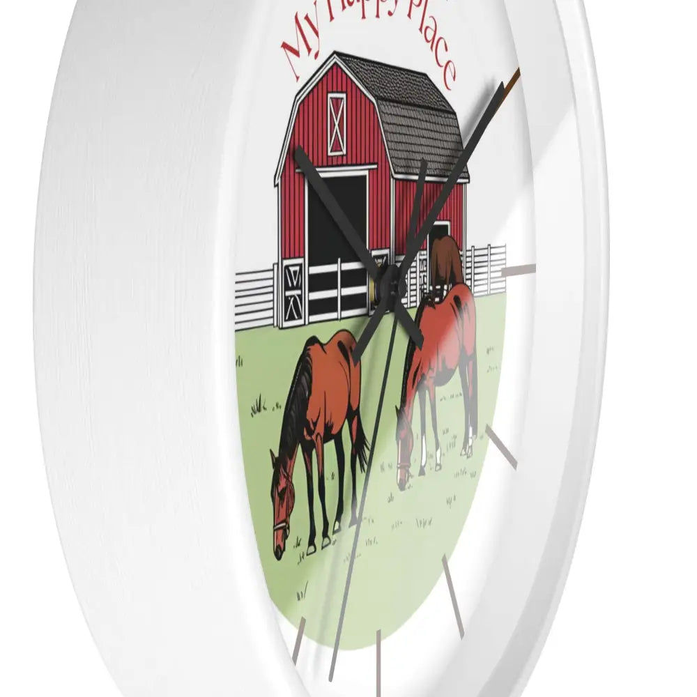 Rustic Horse Barn Wall Clock for Horse Lovers My Happy Place 10 x 10 inches Home Decor