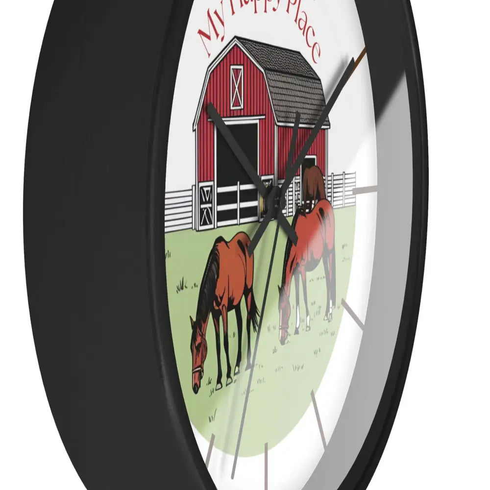 Rustic Horse Barn Wall Clock for Horse Lovers My Happy Place 10 x 10 inches Home Decor