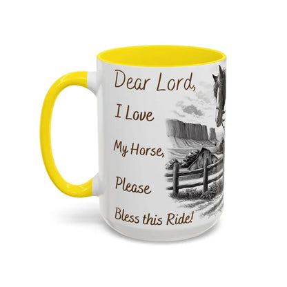 Rustic Young Praying Cowgirl Beverage Mug - Perfect Gift for Equestrian Enthusiasts 15oz - Mugs