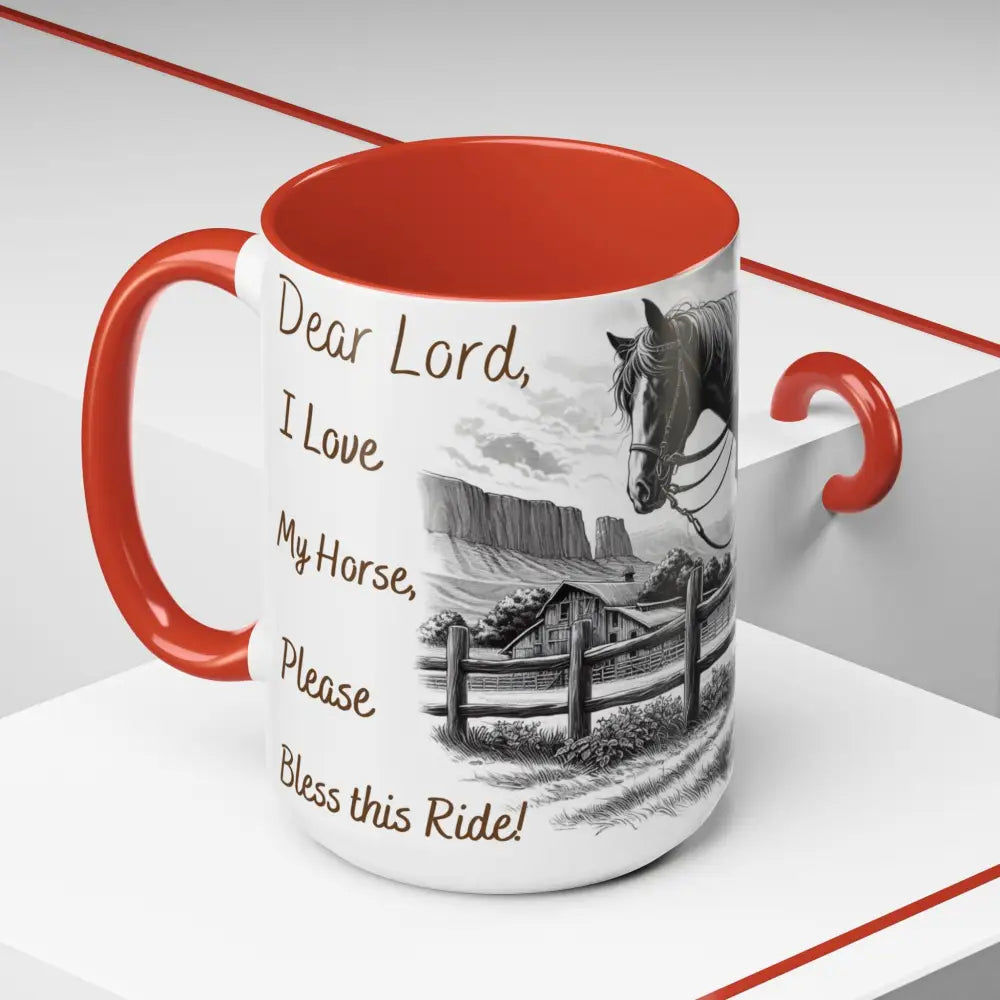 Rustic Young Praying Cowgirl Beverage Mug - Perfect Gift for Equestrian Enthusiasts 15oz - Mugs