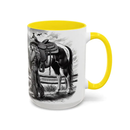 Rustic Young Praying Cowgirl Beverage Mug - Perfect Gift for Equestrian Enthusiasts 15oz - Mugs