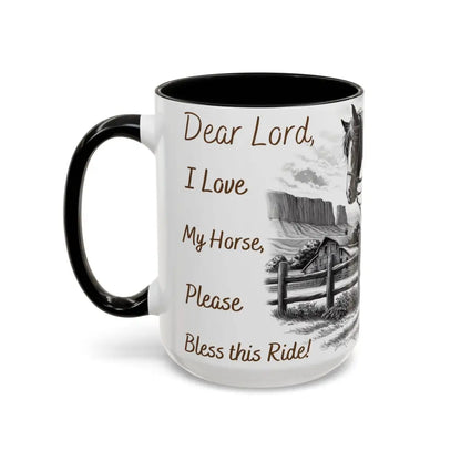 Rustic Young Praying Cowgirl Beverage Mug - Perfect Gift for Equestrian Enthusiasts 15oz - Mugs