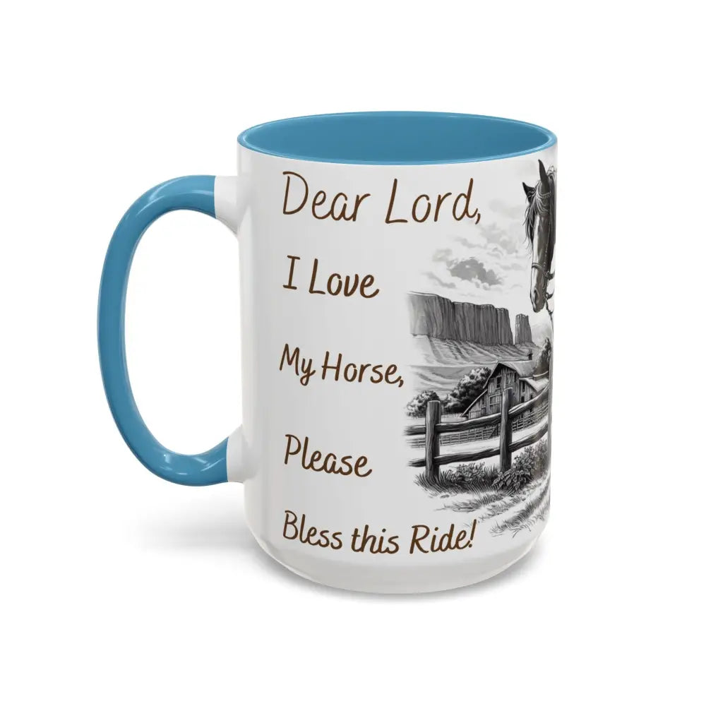 Rustic Young Praying Cowgirl Beverage Mug - Perfect Gift for Equestrian Enthusiasts 15oz - Mugs