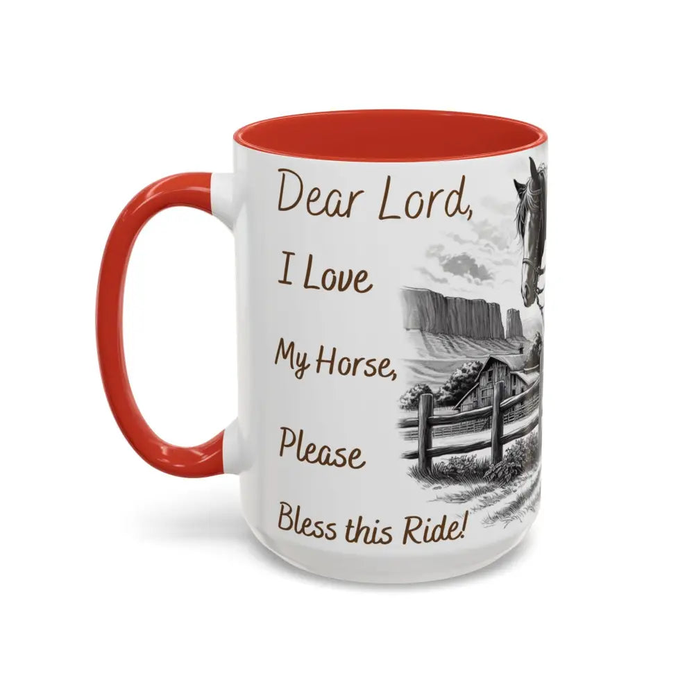 Rustic Young Praying Cowgirl Beverage Mug - Perfect Gift for Equestrian Enthusiasts 15oz - Mugs