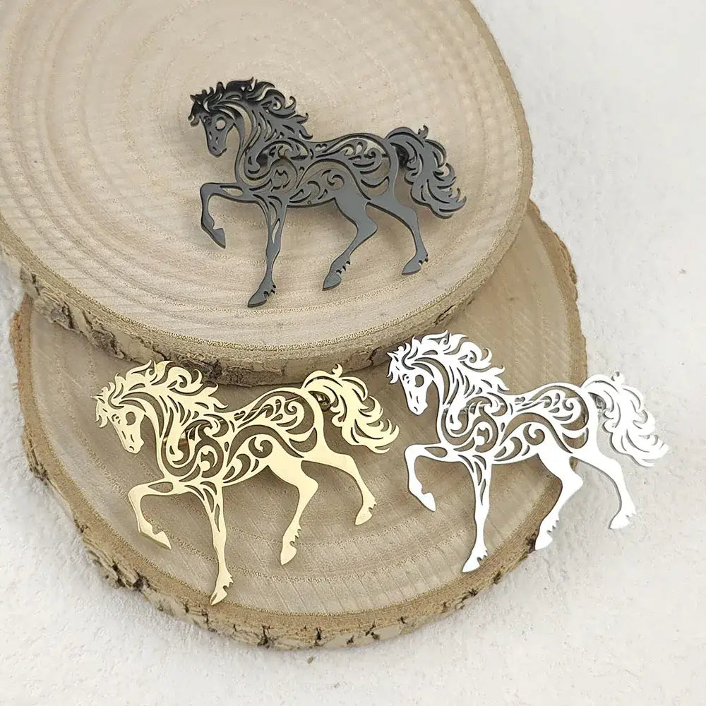 Stainless Steel Horse Brooch Horse Lover Gifts Horse Jacket Accessories - 3 colorset - Jewelry