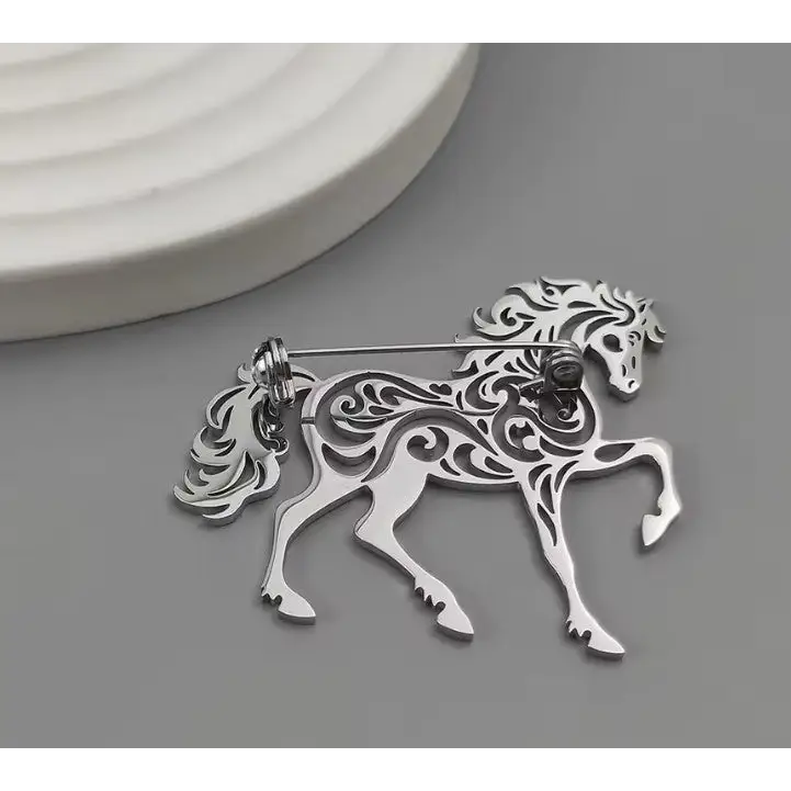 Stainless Steel Horse Brooch Horse Lover Gifts Horse Jacket Accessories - Jewelry