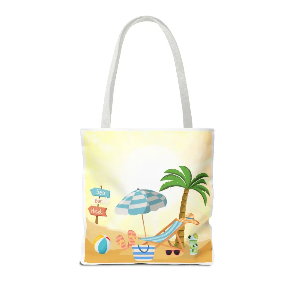 Summer Beach Tote Sunbathing Tote 2 Sided Bag for Beach Life 18 inch 18’’ × 18’’ / White Bags