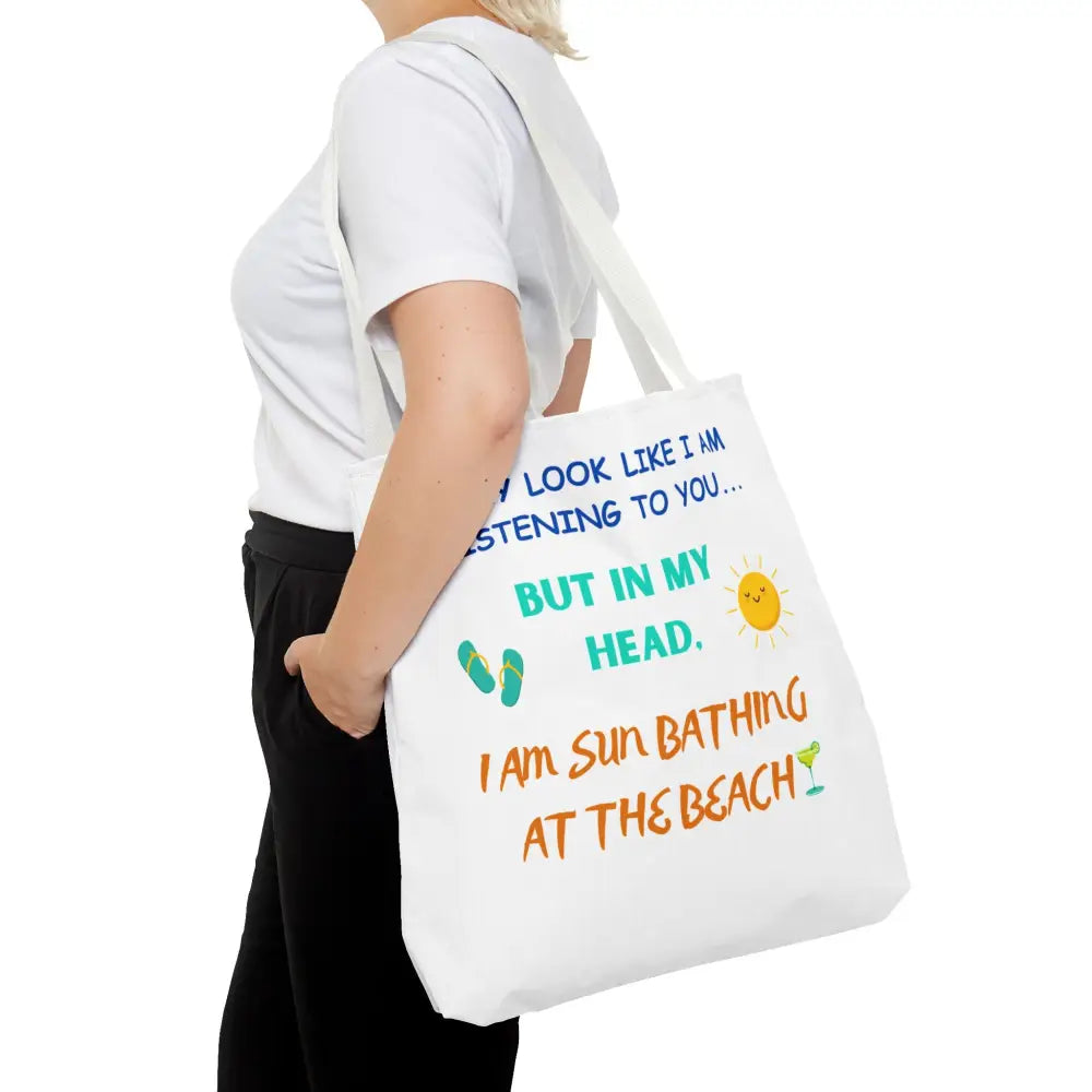 Summer Beach Tote Sunbathing Tote 2 Sided Bag for Beach Life 18 inch 18’’ × 18’’ / White Bags