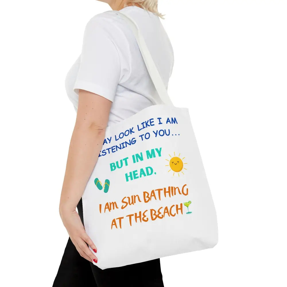 Summer Beach Tote Sunbathing Tote 2 Sided Bag for Beach Life 18 inch 18’’ × 18’’ / White Bags