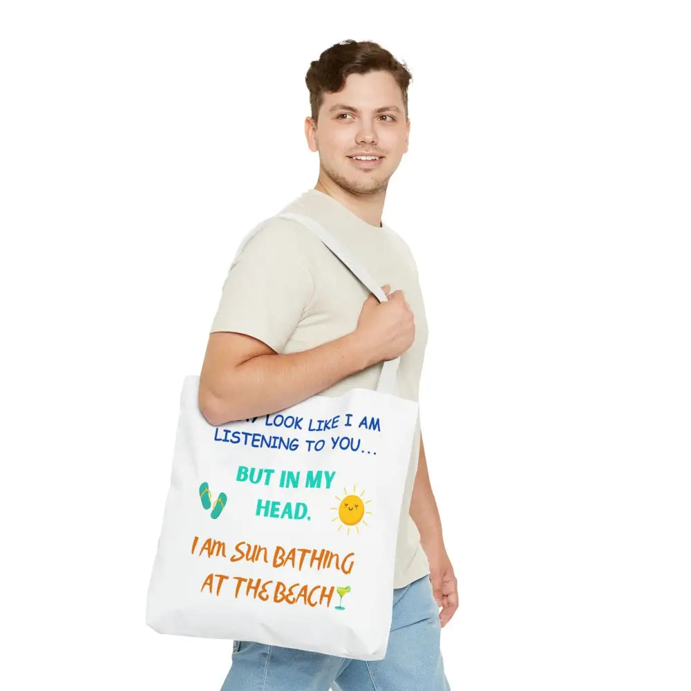 Summer Beach Tote Sunbathing Tote 2 Sided Bag for Beach Life 18 inch 18’’ × 18’’ / White Bags