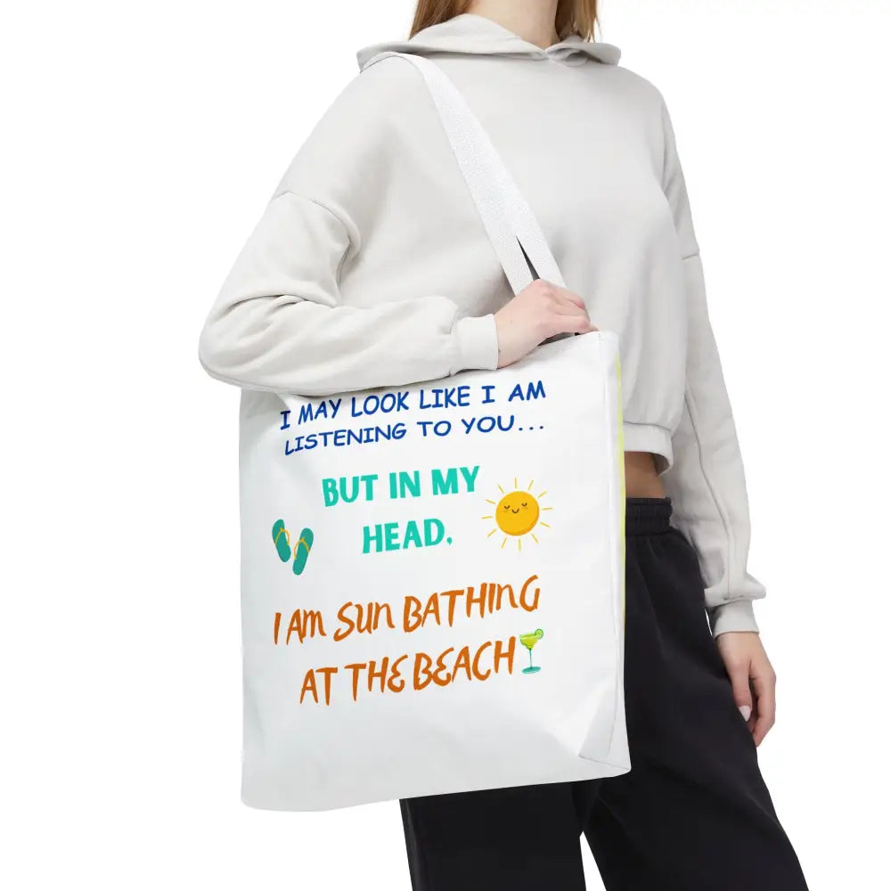 Summer Beach Tote Sunbathing Tote 2 Sided Bag for Beach Life 18 inch 18’’ × 18’’ / White Bags