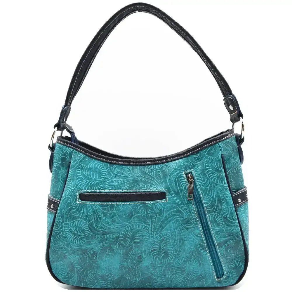 Western Handbag Wallet Set, Tooled Leather Shoulder Purse with Studs - The Best New Thing