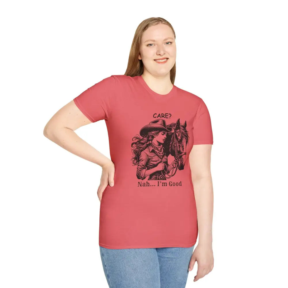 Trending Unique Gifts Horse T-Shirt - Soft Style Shirt Gift for Women Care? Nah I’m Good - T-Shirt