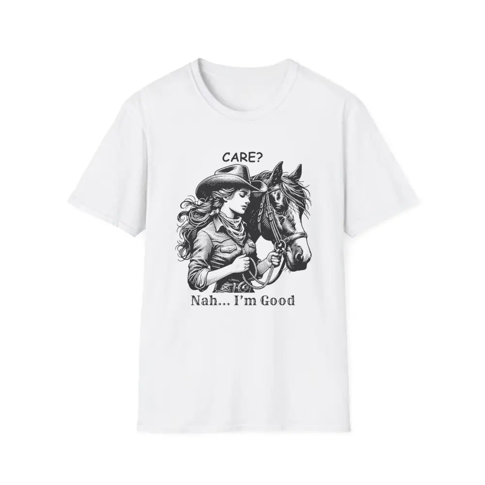 Trending Unique Gifts Horse T-Shirt - Soft Style Shirt Gift for Women Care? Nah I’m Good - L / White - T-Shirt