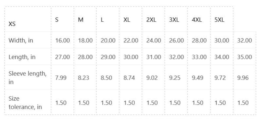 Size chart for St Patricks Day Unisex T-Shirt showing available fit options