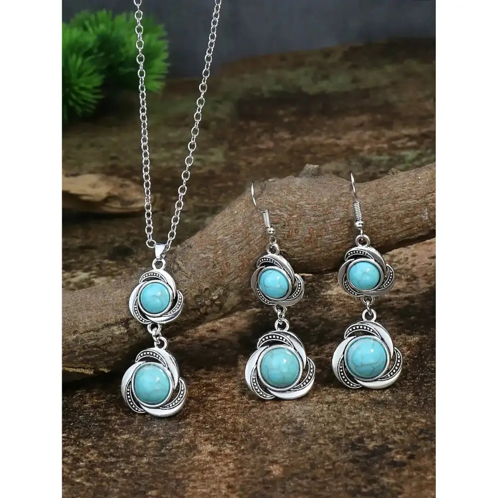 Turquoises Drop Earrings and Necklace Set Perfect Gift Idea Mother’s Day Gift 23103117 Jewelry