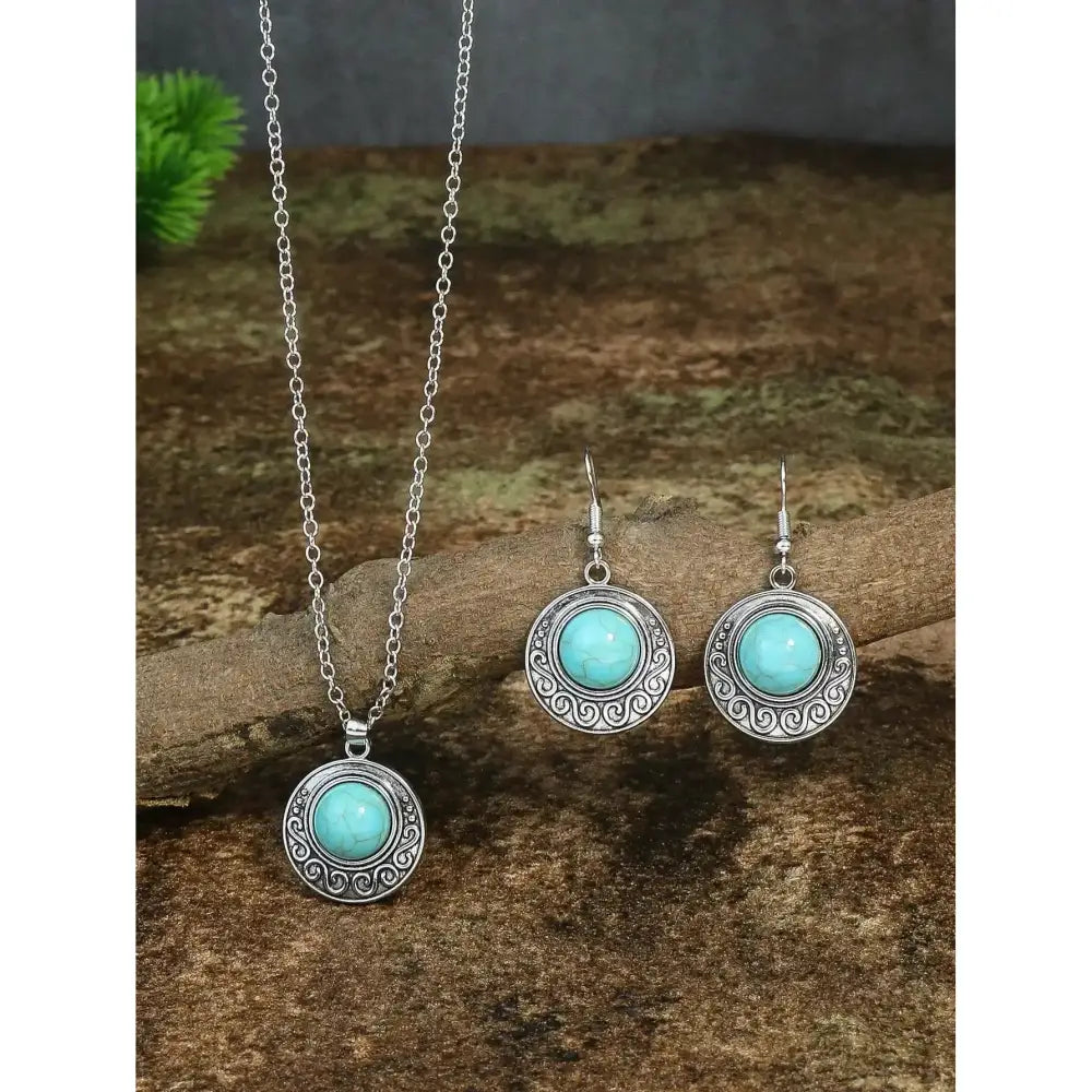 Turquoises Drop Earrings and Necklace Set Perfect Gift Idea Mother’s Day Gift 23103113 Jewelry